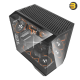 DarkFlash DY470 black ATX PC case with three transparent glass panels and included INF34 ARGB fans