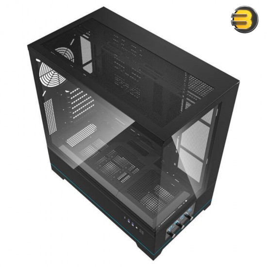 darkFlash DY451 Black ATX Mid-Tower PC Case – 0.8mm SPCC Steel, Tempered Glass, Visual Partition Cooling, Real-Time Temp Display, 23 RGB Modes, USB Type-C, 360mm Radiator Support