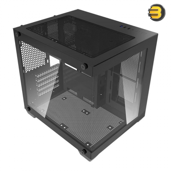 DarkFlash Aigo D275M Black M-ATX Gaming Case – 270° Panoramic Tempered Glass, 3x Pre-installed ARGB Fans, 5 PCIe Slots, Supports 240mm Radiator, USB 3.0