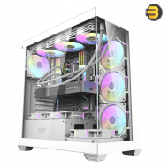 DarkFlash DS900 ATX PC Case White - Tempered Glass Side Panel, High Airflow Gaming Tower, Front Mesh Design, Multiple Cooling Fan Support, ATX / Micro-ATX / ITX Compatible, Sleek and Durable Chassis