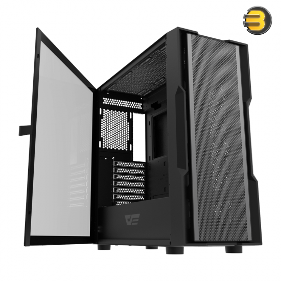 DarkFlash DK431 E-ATX PC Case - Tempered Glass Side Panel, High Airflow Design, Front Mesh Panel, Multiple Cooling Fan Support, ATX / Micro-ATX / ITX Compatible, Sleek Gaming Tower Chassis