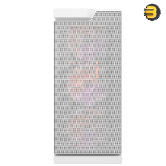 DarkFlash DK361 White ATX Mid-Tower PC Case – Hexagon Mesh Front, 4x Pre-installed RGB Fans, Tempered Glass, 360mm Radiator Support, USB 3.0