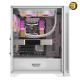 DarkFlash DK361 White ATX Mid-Tower PC Case – Hexagon Mesh Front, 4x Pre-installed RGB Fans, Tempered Glass, 360mm Radiator Support, USB 3.0