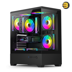 DarkFlash C365 E-ATX PC Case (Black) – Includes 3x CL70 ARGB Fans & 650W PSU