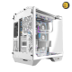 DarkFlash DY470 white ATX PC case with three transparent glass panels and included INF34 ARGB fans