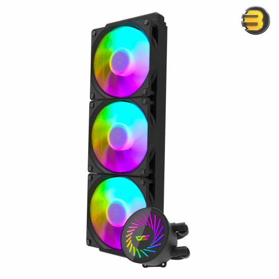 DarkFlash Radiant DCS360 360mm AIO Liquid CPU Cooler – Black, 285W TDP, 3x 120mm RGB Fans, 2700 RPM Pump, Compatible with Intel LGA 1700 & AMD AM5