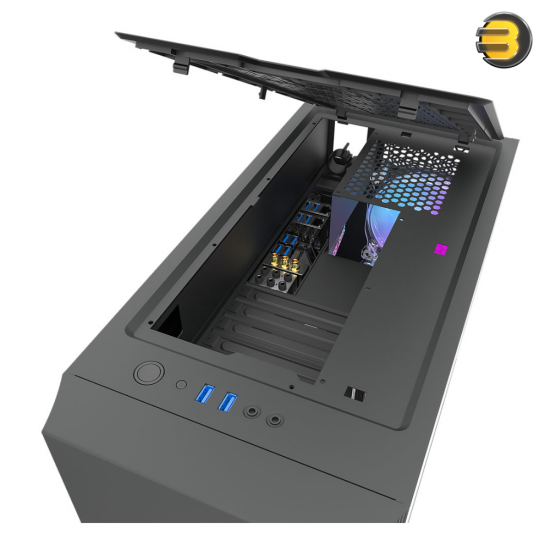 DarkFlash DLV22 Black ATX Mid-Tower PC Case – Right-Side Open Tempered Glass Door, 3x C6MS RGB Fans, 360mm Radiator Support, Service-Friendly Design