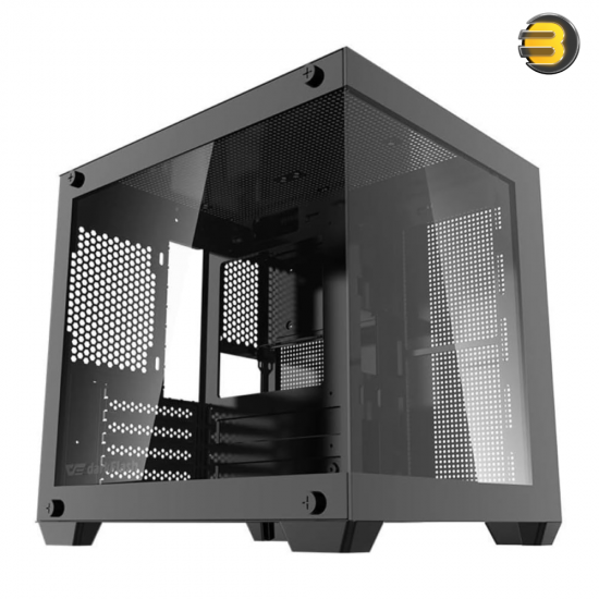 DarkFlash Aigo D275M Black M-ATX Gaming Case – 270° Panoramic Tempered Glass, 3x Pre-installed ARGB Fans, 5 PCIe Slots, Supports 240mm Radiator, USB 3.0