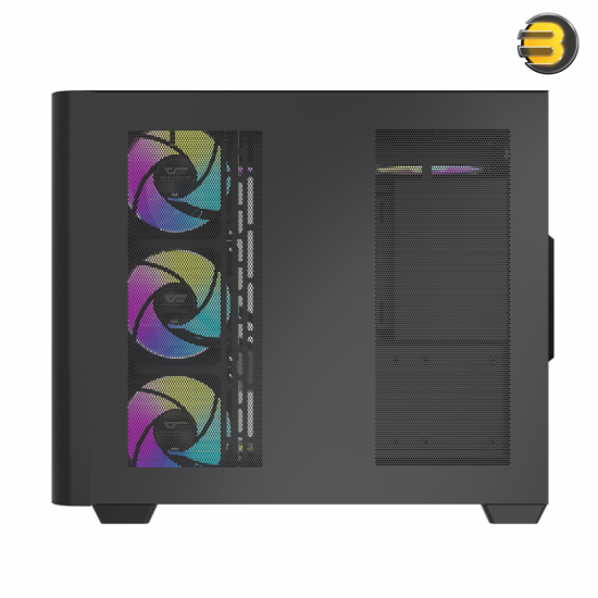 DarkFlash L285 black ATX PC case with curved glass panels and 7x DM20 ARGB fans pre-installed