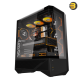 DarkFlash DY460 black ATX PC case with three glass panels and louvered side panel