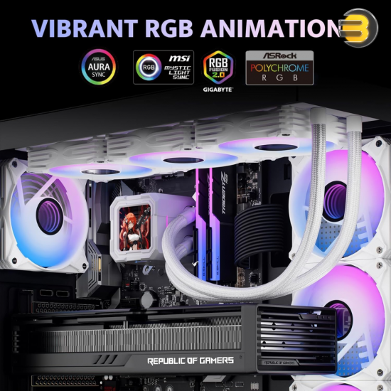 DarkFlash DV360S 360mm AIO Liquid CPU Cooler – 3.2'' LCD Display, 3x 120mm ARGB PWM Fans, 2700 RPM Pump, Compatible with Intel LGA 1700 & AMD AM5