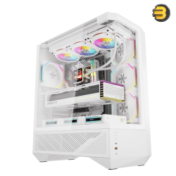 DarkFlash DY460 ATX PC Case (White) - Includes 4x INF34 ARGB Fans