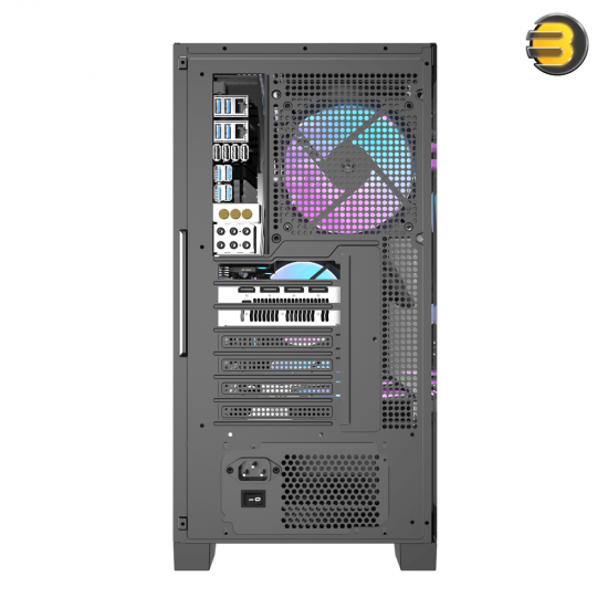 DarkFlash DRX90 Glass Black ATX Mid-Tower PC Case + 4 ARGB Fans – Magnetic Interchangeable Front Panel (Glass/Mesh), 7 PCIe Slots, USB Type-C, 360mm Radiator Support