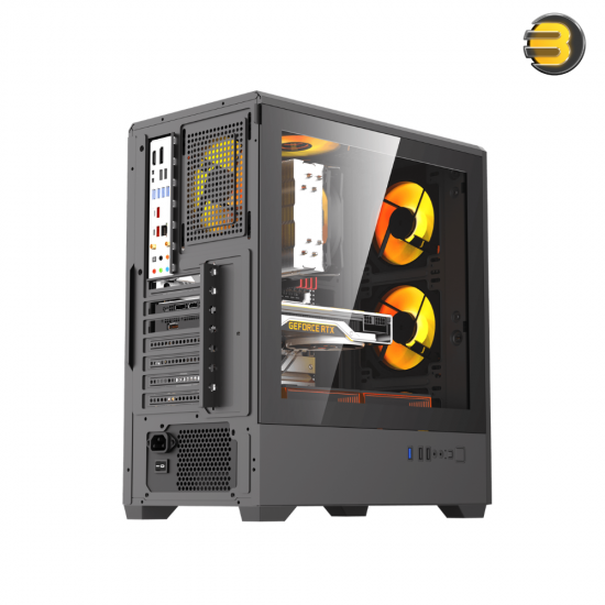 DarkFlash C365 Mesh black E-ATX PC case with mesh front panel, 4x CL6 ARGB fans and 650W PSU included