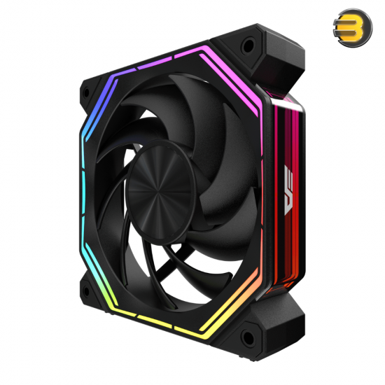 DarkFlash INF34 120mm RGB fan in Black with anti-vibration mounts and hydro bearing