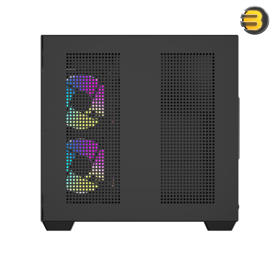 DarkFlash B275 M-ATX PC case with pillar-less dual glass panels and included 3x L17 fans