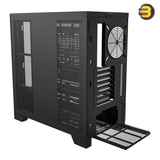 darkFlash DY451 Black ATX Mid-Tower PC Case – 0.8mm SPCC Steel, Tempered Glass, Visual Partition Cooling, Real-Time Temp Display, 23 RGB Modes, USB Type-C, 360mm Radiator Support