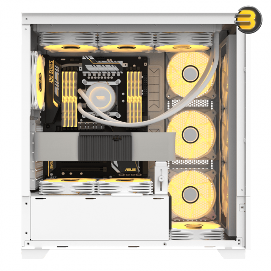 DarkFlash DF5000 White Mid-Tower ATX PC Case – Mesh Front, Tempered Glass, VGA Card Holder, 360mm Radiator Support, Up to 13x 120mm Fan Mounts, USB 3.0 & Type-C