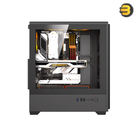 DarkFlash C365 Mesh black E-ATX PC case with mesh front panel, 4x CL6 ARGB fans and 650W PSU included