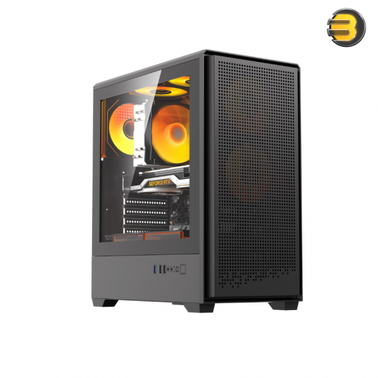 DarkFlash C365 Mesh black E-ATX PC case with mesh front panel, 4x CL6 ARGB fans and 650W PSU included