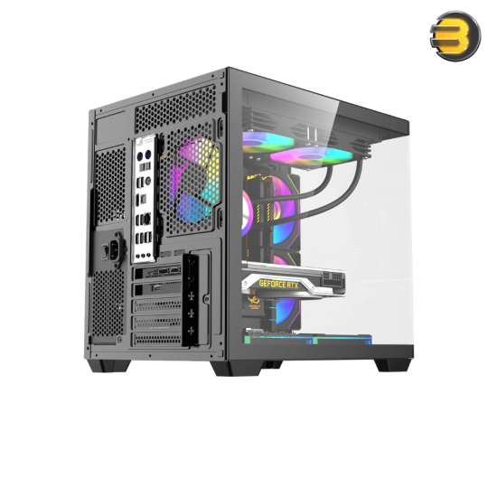 DarkFlash B275 M-ATX PC case with pillar-less dual glass panels and included 3x L17 fans