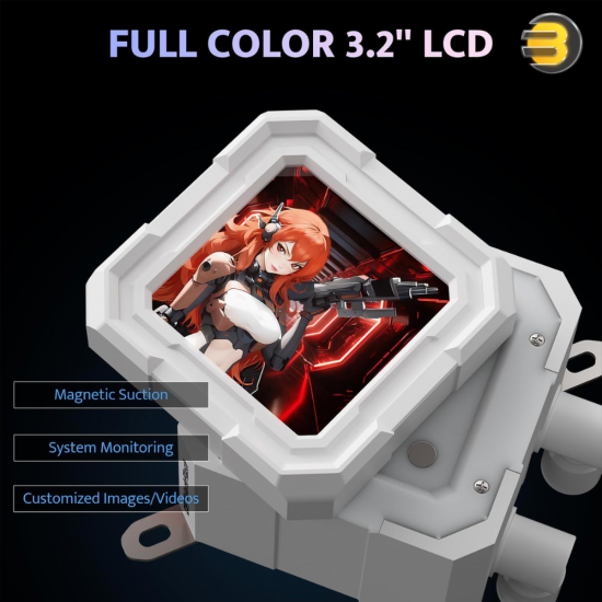 DarkFlash DV360S 360mm AIO Liquid CPU Cooler – 3.2'' LCD Display, 3x 120mm ARGB PWM Fans, 2700 RPM Pump, Compatible with Intel LGA 1700 & AMD AM5