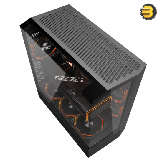 DarkFlash DY460 black ATX PC case with three glass panels and louvered side panel