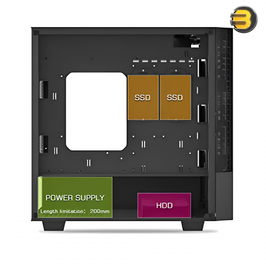 darkFlash V22 Black Mid-Tower ATX PC Case – Magnetic Swing-Open Tempered Glass Side Door, Vertical GPU Support, 360mm Radiator, ATX/M-ATX/ITX Compatible