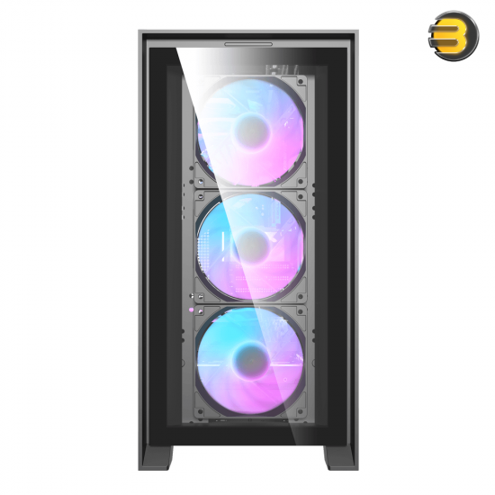 DarkFlash DRX90 Glass Black ATX Mid-Tower PC Case + 4 ARGB Fans – Magnetic Interchangeable Front Panel (Glass/Mesh), 7 PCIe Slots, USB Type-C, 360mm Radiator Support