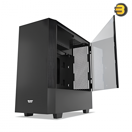 darkFlash V22 Black Mid-Tower ATX PC Case – Magnetic Swing-Open Tempered Glass Side Door, Vertical GPU Support, 360mm Radiator, ATX/M-ATX/ITX Compatible