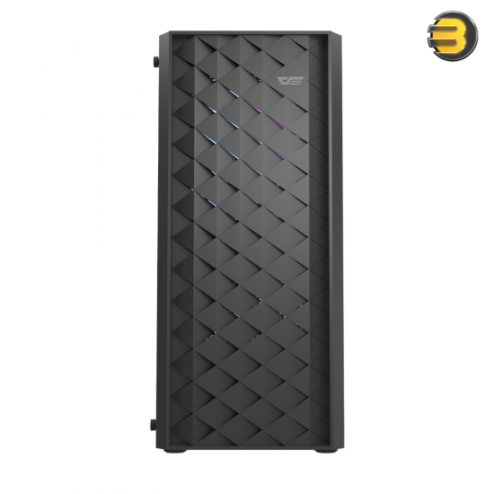 DarkFlash DK351 Black ATX Mid-Tower PC Case – Dragon Scale Esports Front Panel, 4x Pre-installed RGB Fans, Tempered Glass, 360mm Radiator Support, USB 3.0