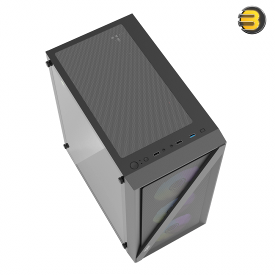 DarkFlash DK260 White Mid-Tower ATX PC Case – Air Mesh Front, 4x Pre-installed aRGB Fans, Built-in GPU Support, Tempered Glass, 360mm Radiator Support