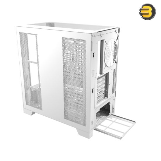 darkFlash DY450 White ATX Mid-Tower PC Case – 0.8mm SPCC Steel, Tempered Glass, Visual Partition Cooling, Real-Time Temp Display, 23 RGB Modes, USB Type-C, 360mm Radiator Support