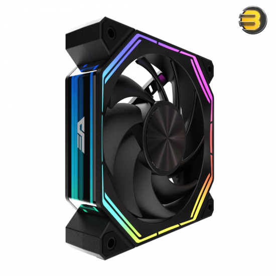 DarkFlash INF34 120mm RGB fan in Black with anti-vibration mounts and hydro bearing