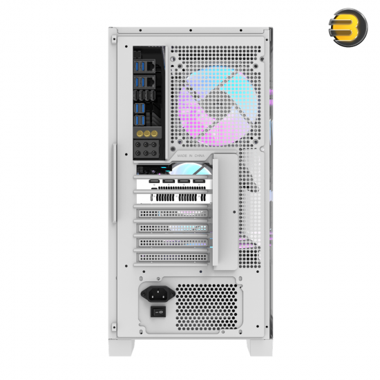 DarkFlash DRX90 Glass White ATX Mid-Tower PC Case + 4 ARGB Fans – Magnetic Interchangeable Front Panel (Glass/Mesh), 7 PCIe Slots, USB Type-C, 360mm Radiator Support