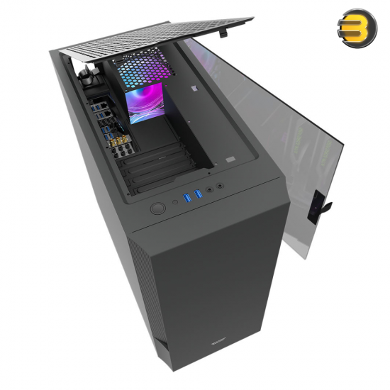 DarkFlash DLV22 Black ATX Mid-Tower PC Case – Right-Side Open Tempered Glass Door, 3x C6MS RGB Fans, 360mm Radiator Support, Service-Friendly Design