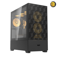 DarkFlash DF5000 Black Mid-Tower ATX PC Case – Mesh Front, Tempered Glass, VGA Card Holder, 360mm Radiator Support, Up to 13x 120mm Fan Mounts, USB 3.0 & Type-C