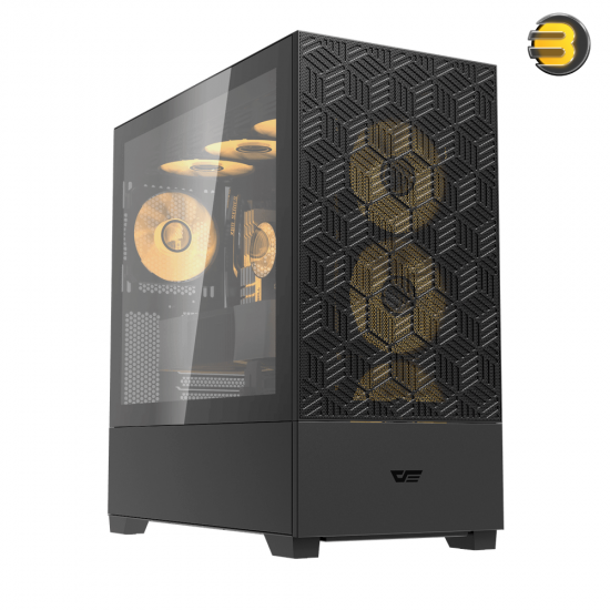 DarkFlash DF5000 Black Mid-Tower ATX PC Case – Mesh Front, Tempered Glass, VGA Card Holder, 360mm Radiator Support, Up to 13x 120mm Fan Mounts, USB 3.0 & Type-C