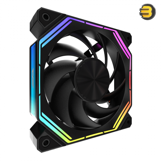 DarkFlash INF34 120mm RGB fan in Black with anti-vibration mounts and hydro bearing