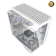 DarkFlash DY470 white ATX PC case with three transparent glass panels and included INF34 ARGB fans