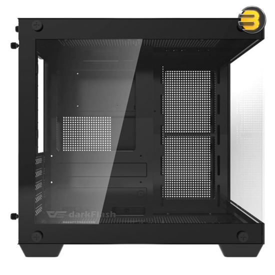 DarkFlash Aigo D275M Black M-ATX Gaming Case – 270° Panoramic Tempered Glass, 3x Pre-installed ARGB Fans, 5 PCIe Slots, Supports 240mm Radiator, USB 3.0