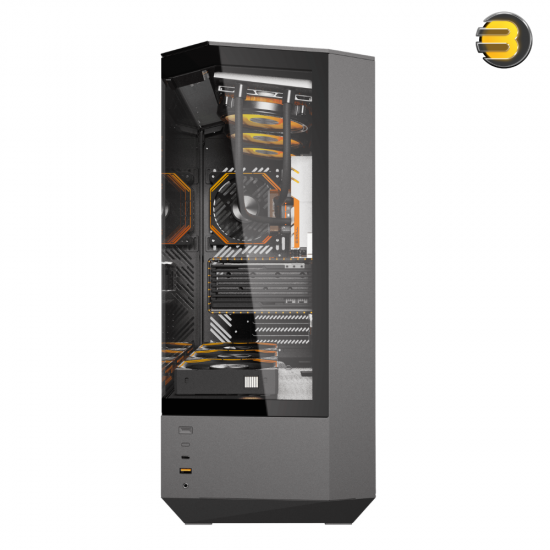 DarkFlash DY460 black ATX PC case with three glass panels and louvered side panel