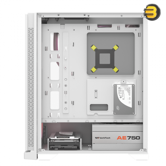 DarkFlash DK361 White ATX Mid-Tower PC Case – Hexagon Mesh Front, 4x Pre-installed RGB Fans, Tempered Glass, 360mm Radiator Support, USB 3.0