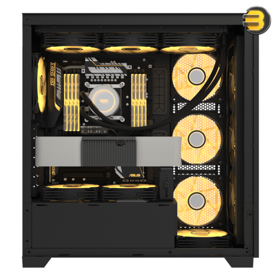 DarkFlash DF5000 Black Mid-Tower ATX PC Case – Mesh Front, Tempered Glass, VGA Card Holder, 360mm Radiator Support, Up to 13x 120mm Fan Mounts, USB 3.0 & Type-C