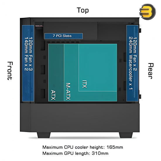 darkFlash V22 Black Mid-Tower ATX PC Case – Magnetic Swing-Open Tempered Glass Side Door, Vertical GPU Support, 360mm Radiator, ATX/M-ATX/ITX Compatible