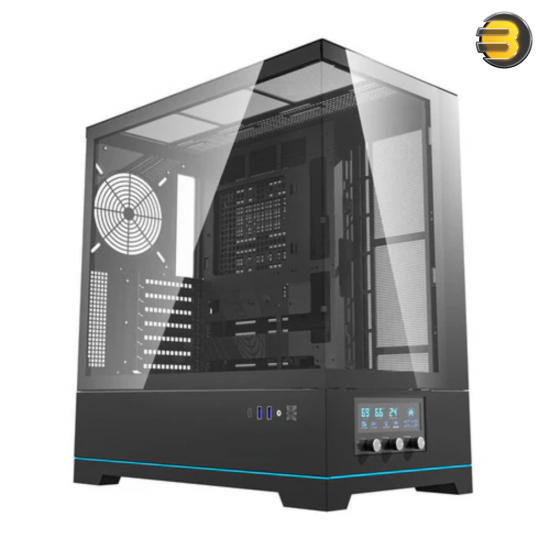 darkFlash DY451 Black ATX Mid-Tower PC Case – 0.8mm SPCC Steel, Tempered Glass, Visual Partition Cooling, Real-Time Temp Display, 23 RGB Modes, USB Type-C, 360mm Radiator Support
