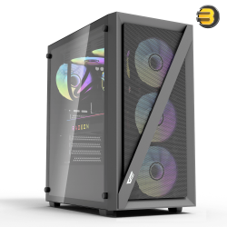 DarkFlash DK260 White Mid-Tower ATX PC Case – Air Mesh Front, 4x Pre-installed aRGB Fans, Built-in GPU Support, Tempered Glass, 360mm Radiator Support