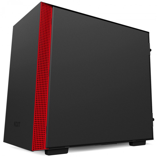 NZXT H200 - Mini-ITX PC Gaming Case - Tempered Glass Panel - All-Steel Construction - Enhanced Cable Management System - Water Cooling Ready - Black/Red