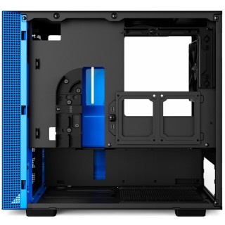 NZXT H200 - Mini-ITX PC Gaming Case - Tempered Glass Panel - All-Steel Construction - Enhanced Cable Management System - Water Cooling Ready - Black/Blue
