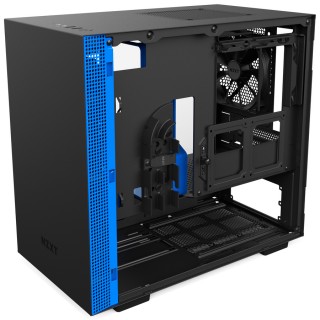 NZXT H200 - Mini-ITX PC Gaming Case - Tempered Glass Panel - All-Steel Construction - Enhanced Cable Management System - Water Cooling Ready - Black/Blue